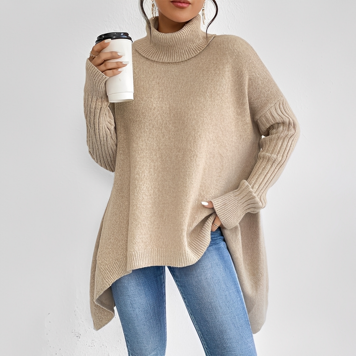 Suéter feminino de gola alta clássico, elegante e atemporal. Perfeito para o inverno e moda feminina.