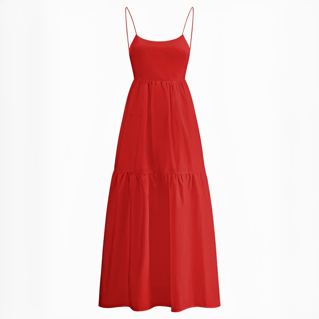 Vestido longo feminino sofisticado, ideal para noites elegantes e festas. Moda verão chic sem costas.