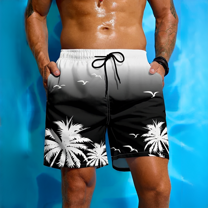 Short de banho masculino estampado, ideal para verão, praia e piscina. Confortável e de secagem rápida.