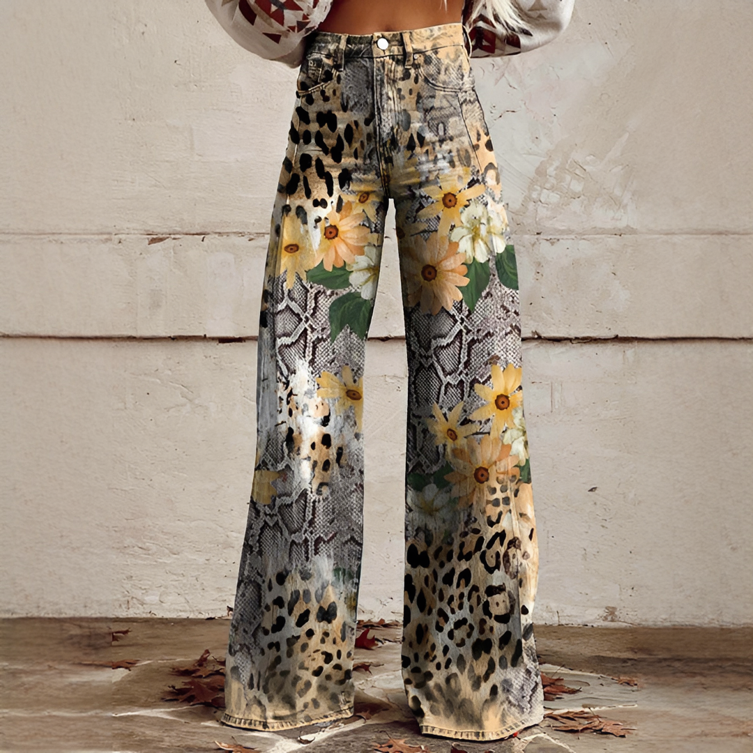 Calça feminina de perna larga leve, perfeita para o verão. Conforto e estilo casual ideais para viagens e moda.