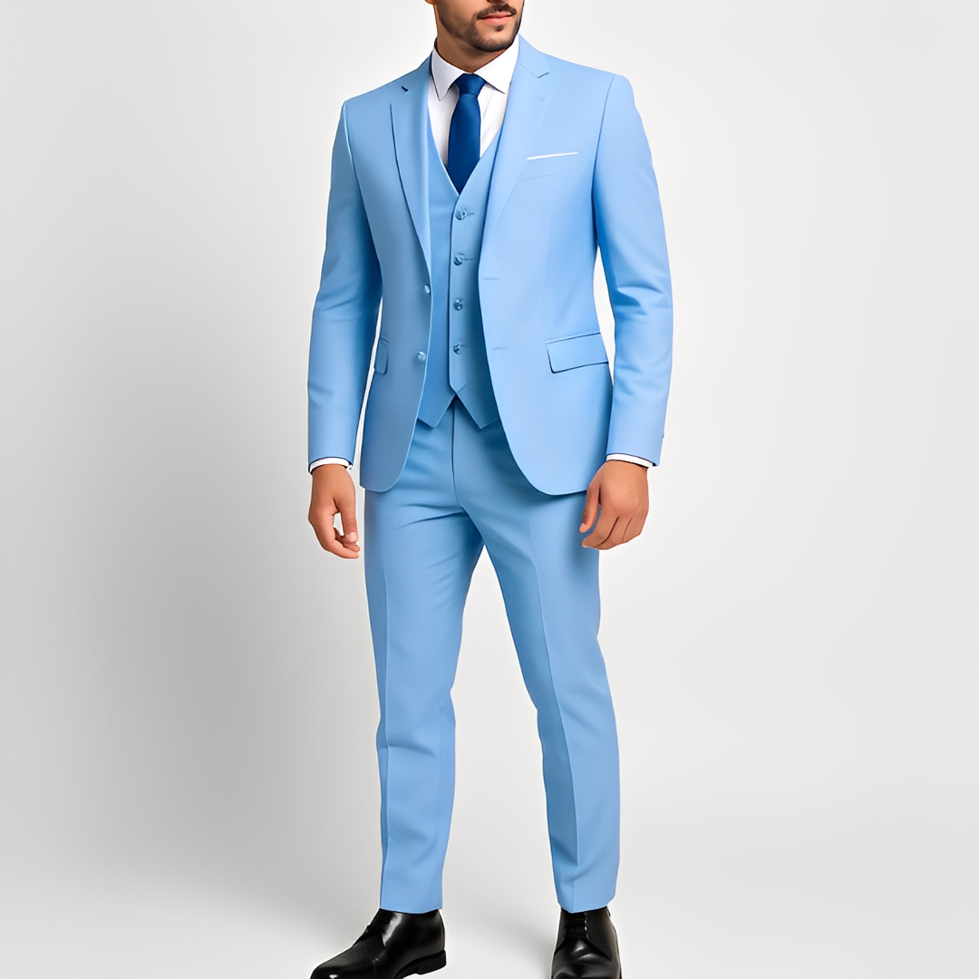 Conjunto terno masculino 3 peças: blazer slim fit, colete e calça. Essencial para moda executiva e cerimônias.