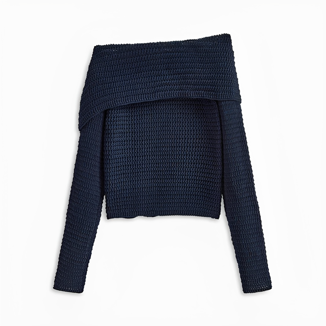 Pulôver feminino Ginalyn assimétrico casual e elegante, ideal para o inverno e transição. Conforto e estilo.
