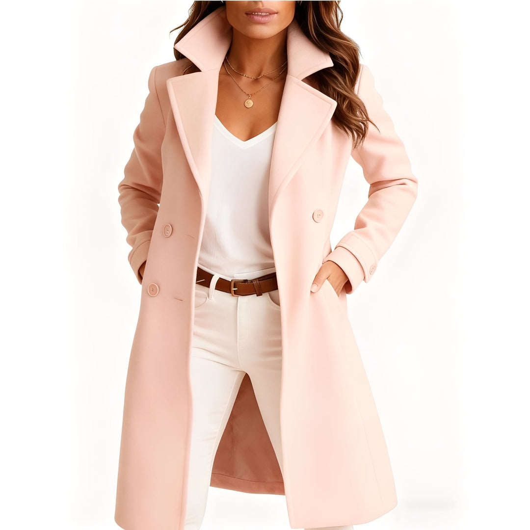 Roupa de inverno feminina: casaco longo e sofisticado com bolsos. Conforto e estilo para dias gelados.