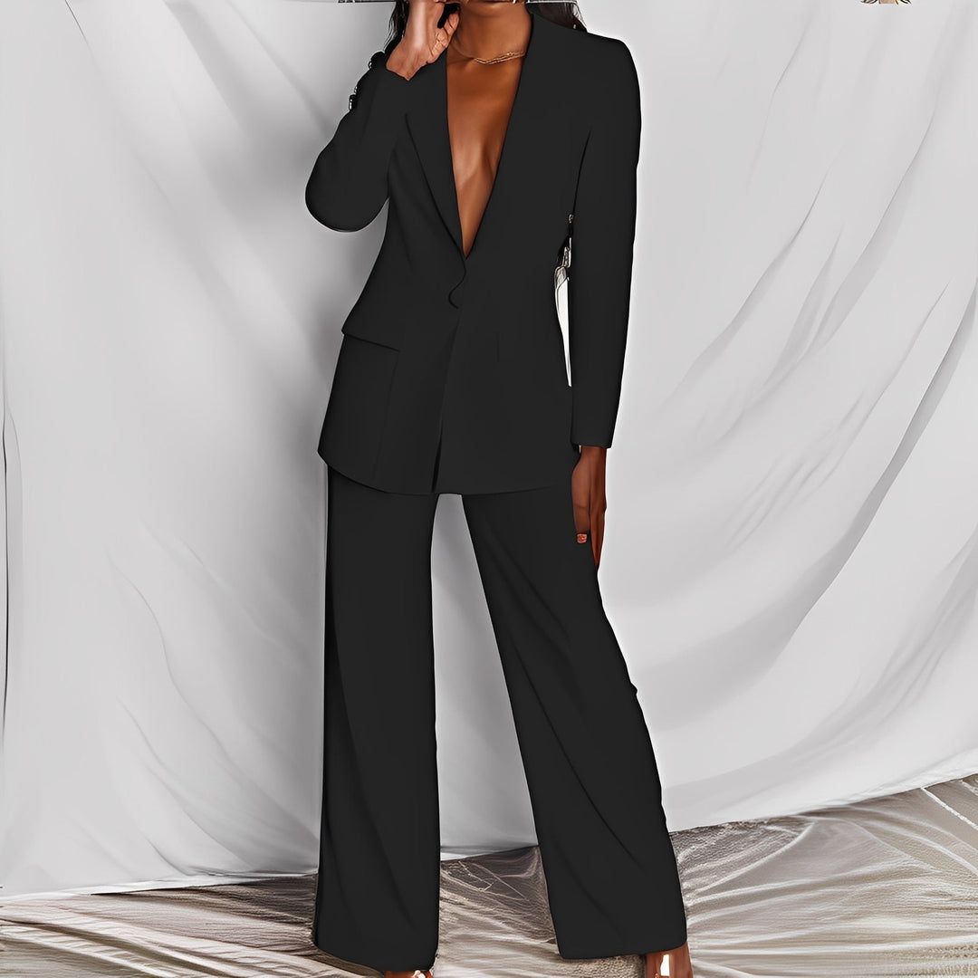 Conjunto elegante de blazer e calças femininas. Moda mulher para um look profissional e casual chique moderno.