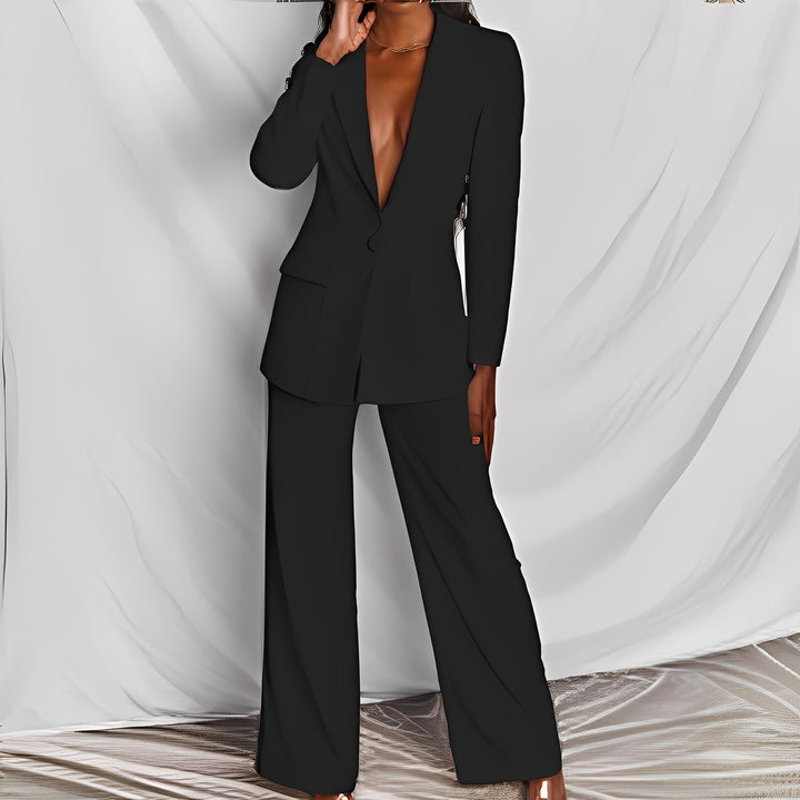 Conjunto elegante de blazer e calças femininas. Moda mulher para um look profissional e casual chique moderno.
