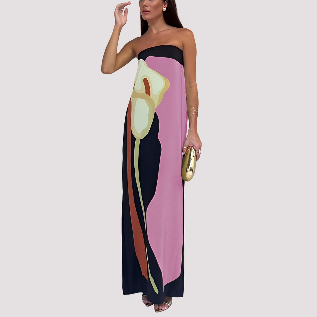 Vestido longo feminino tomara que caia elegante Samara, para ocasiões especiais ou moda verão.