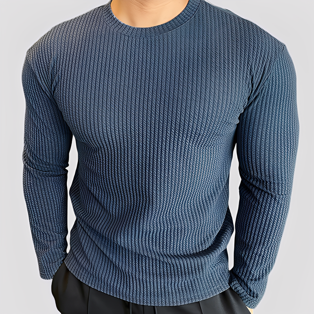 Pulôver masculino texturizado Albert. Elegante e casual, este suéter aconchegante é perfeito para o conforto no outono e inverno.