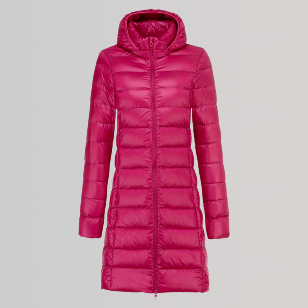 Moda feminina outono/inverno: Casaco longo leve e elegante. Jaqueta versátil que une estilo e aconchego.