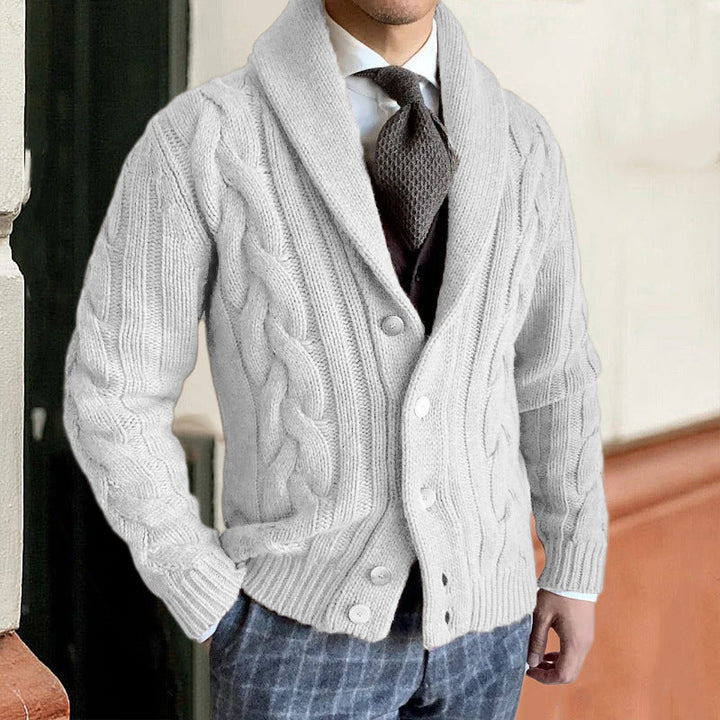 Casaco masculino versátil, cardigã elegante para outono/inverno. Conforto e estilo clássico para o homem moderno.