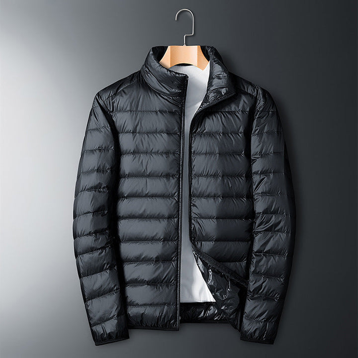 Roupa de inverno: jaqueta masculina leve, proporciona aquecimento e conforto para uso diário.