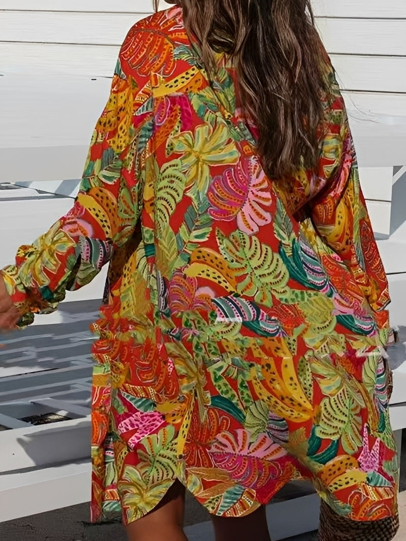 Vestido midi floral laranja feminino, elegante e confortável. Perfeito para moda verão, férias e looks de primavera.