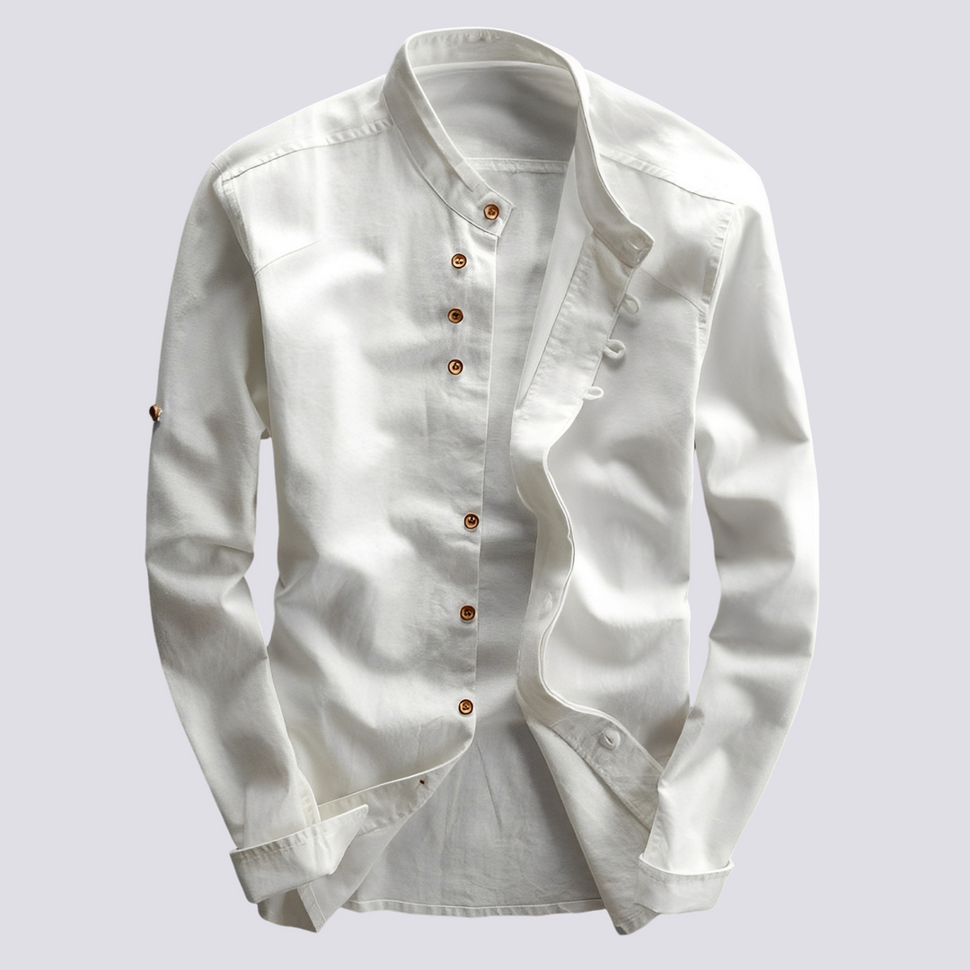 Camisa masculina casual slim fit branca, ideal para estilo moderno e conforto diário.
