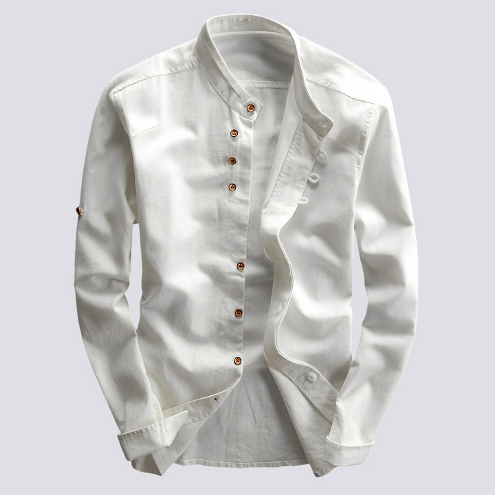 Camisa masculina casual slim fit branca, ideal para estilo moderno e conforto diário.