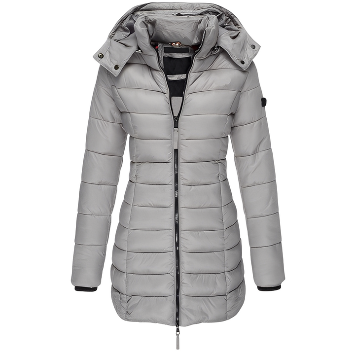 Casaco de inverno feminino acolchoado. Peça elegante de moda, oferece conforto e proteção contra o frio.
