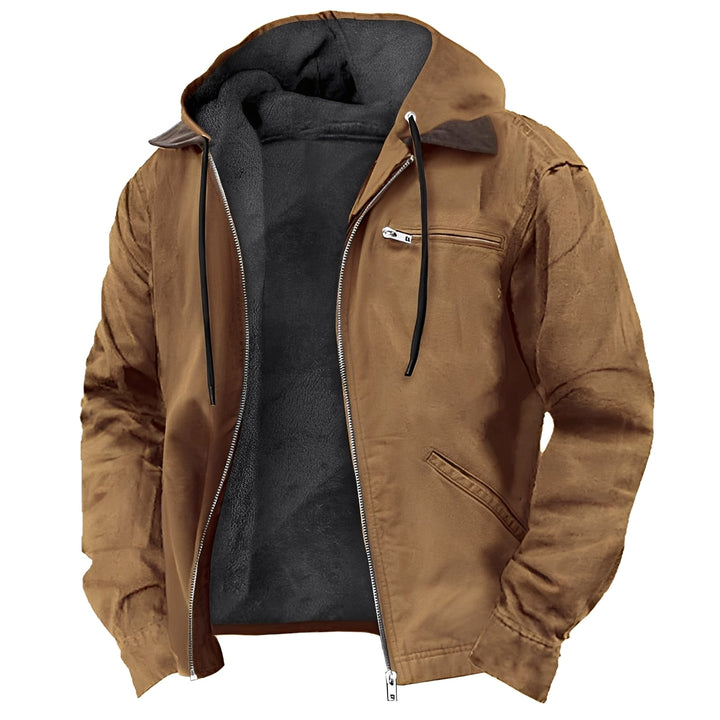 Jaqueta masculina com capuz para inverno, agasalho casual quente e confortável, ideal para o frio e moda masculina.