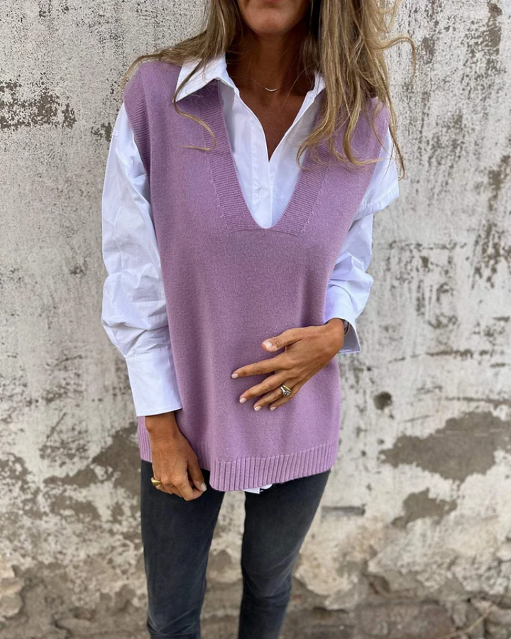 Colete feminino elegante e confortável, um item essencial de moda. Perfeito para sobreposição, estilo em qualquer estação.