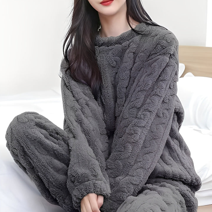 Conjunto de fleece feminino, ultra macio e aconchegante, para conforto e bem-estar em casa, com estilo.