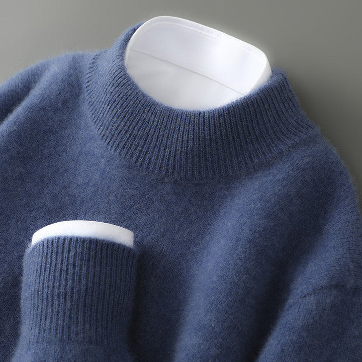 Moda masculina: pulôver retrô casual e elegante, gola redonda, ideal para o frio.