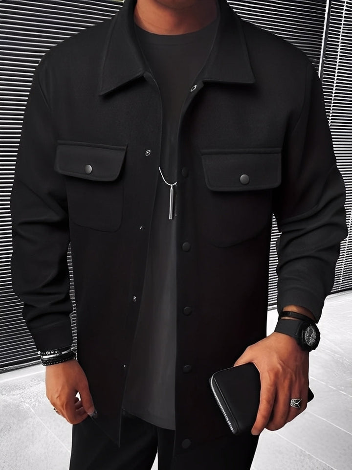 Roupas masculinas: jaqueta xadrez casual Francis, versátil com bolsos, ideal para o estilo moderno de outono/primavera.