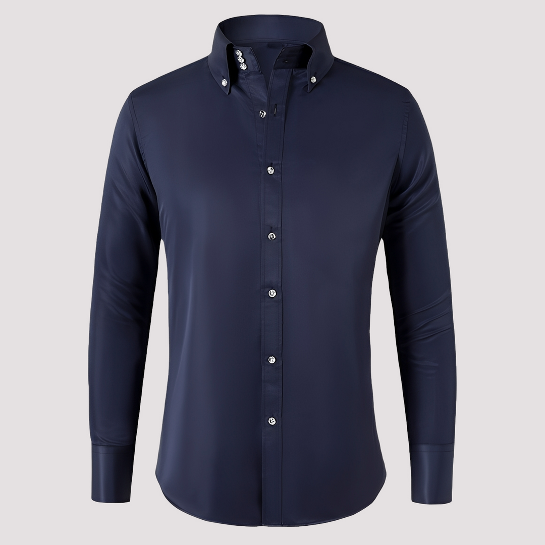 Camisa casual masculina de manga longa, conforto para o dia a dia, estilo versátil para primavera e outono.