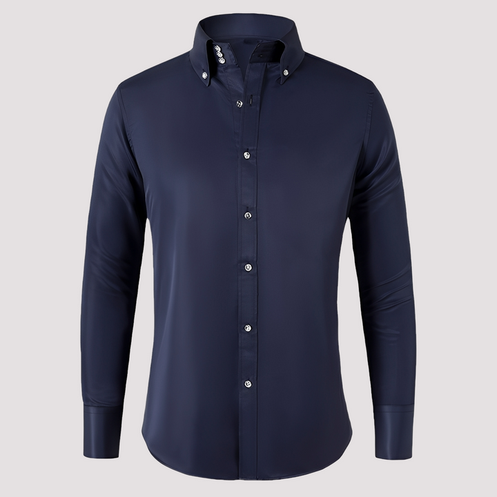 Camisa casual masculina de manga longa, conforto para o dia a dia, estilo versátil para primavera e outono.