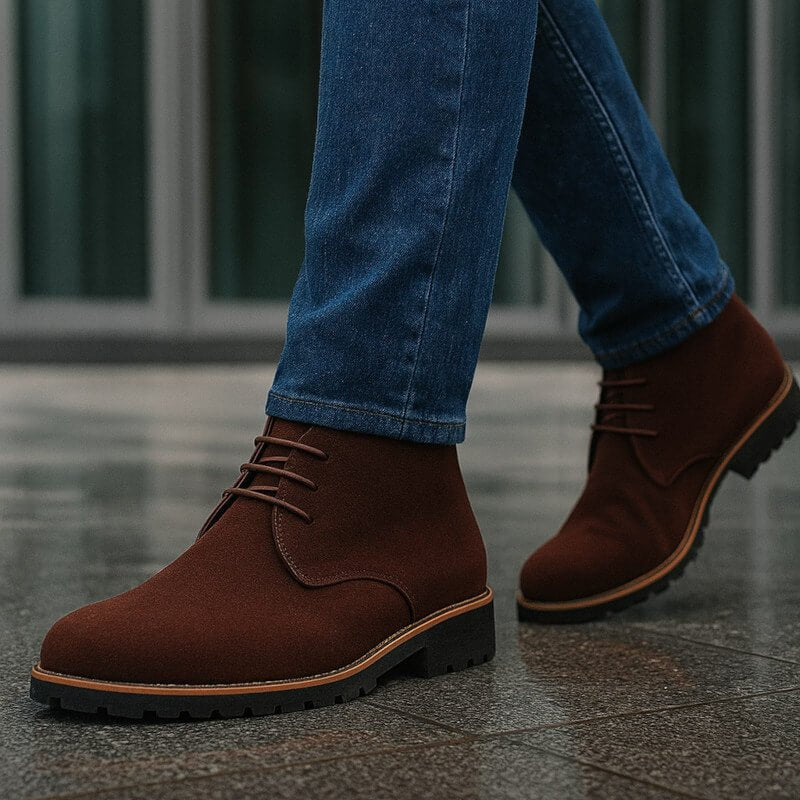 Calçado masculino para aventura e estilo urbano. Botas resistentes e confortáveis, ideais para outono e inverno.