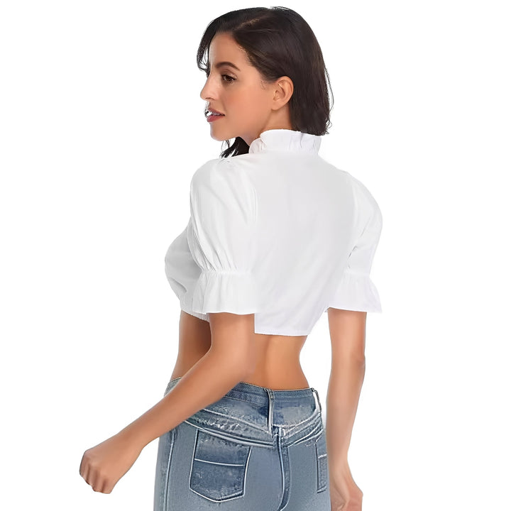 Blusa feminina elegante, estilo dirndl. Perfeita para festas, eventos ou um look casual versátil.