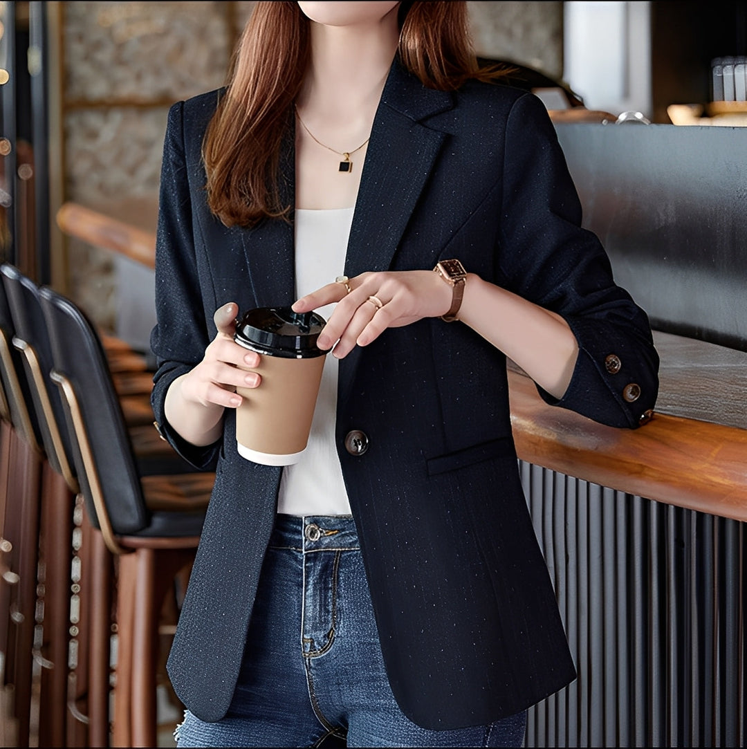Blazer rosa feminino xadrez, com corte elegante. Ótima opção para um look sofisticado de moda outono inverno.