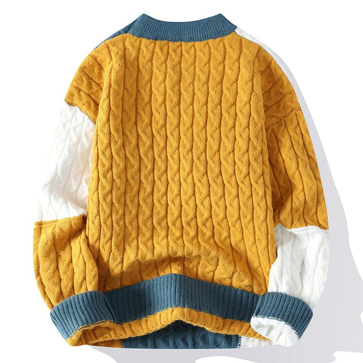 Suéter masculino casual de gola redonda para outono/inverno. Camisola confortável e versátil, ideal para roupa diária.