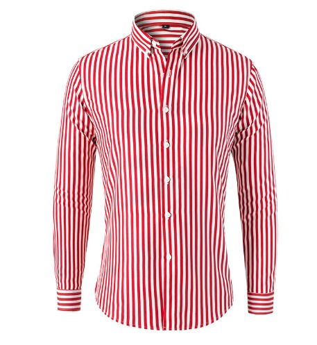 Camisa masculina casual de verão às riscas, confortável para o dia a dia e moda masculina.