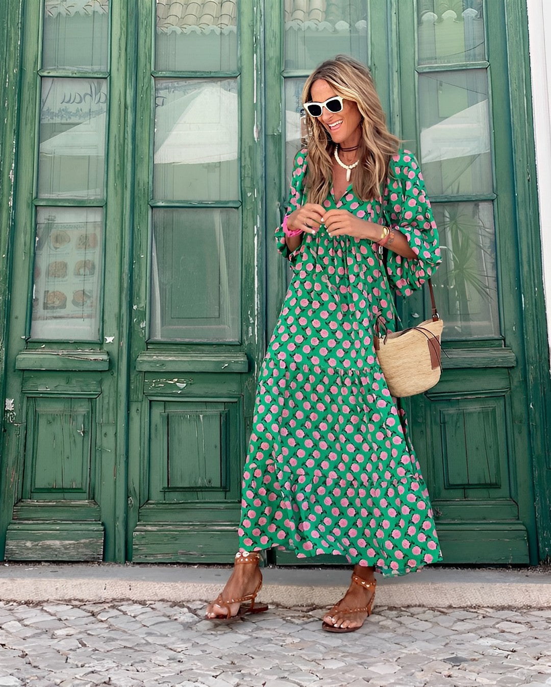 Vestido de verão floral, roupa feminina leve para primavera, estilo casual chique e versátil.