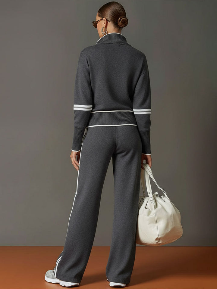 Roupa feminina Marietta: conjunto elegante de blusa e calças largas para um look confortável.