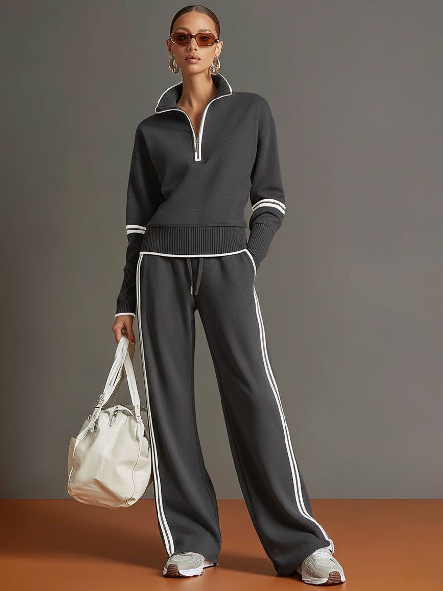 Conjunto casual feminino com blusa e calça solta Marietta, perfeito para conforto e estilo.