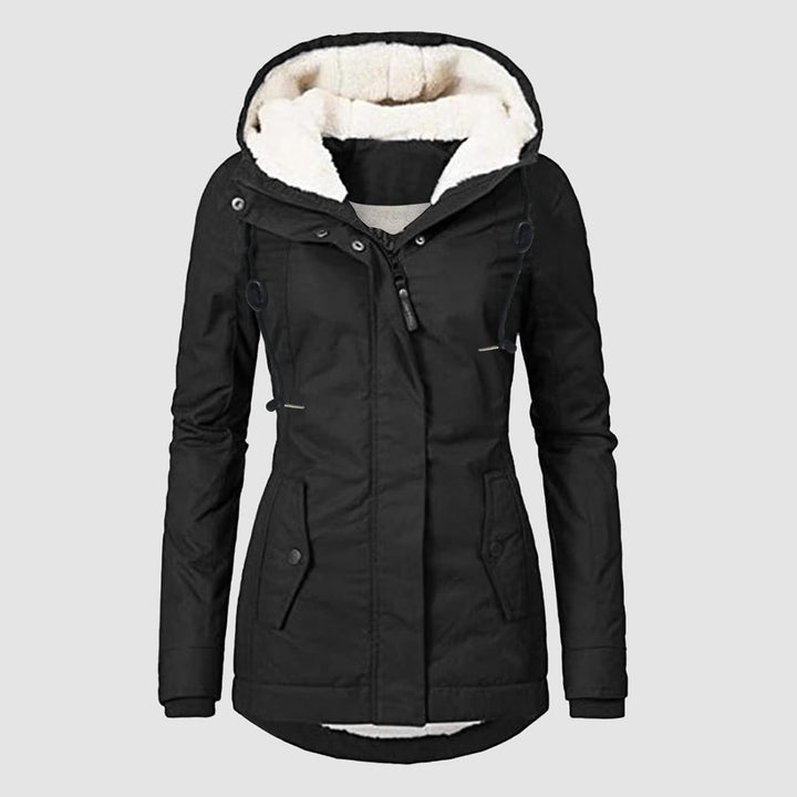Casaco impermeável feminino para inverno, acolchoado e quente, oferece proteção eficaz contra frio e chuva.