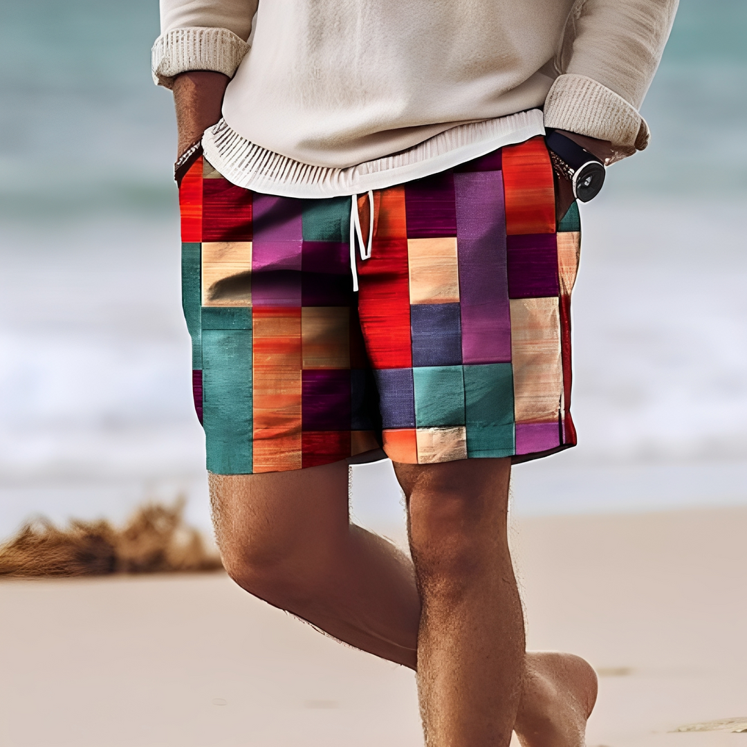 Shorts de praia masculinos leves e confortáveis para o verão. Estilo casual ideal para a areia e moda masculina.