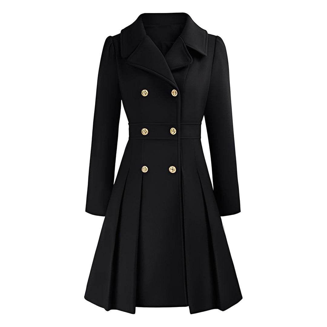 Trench-coat feminino, estilo clássico, abotoamento duplo, cinto e corte ajustado.