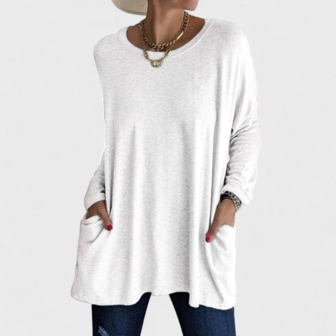 Blusa feminina Moira de manga longa, cores variadas, para um estilo casual e versátil.