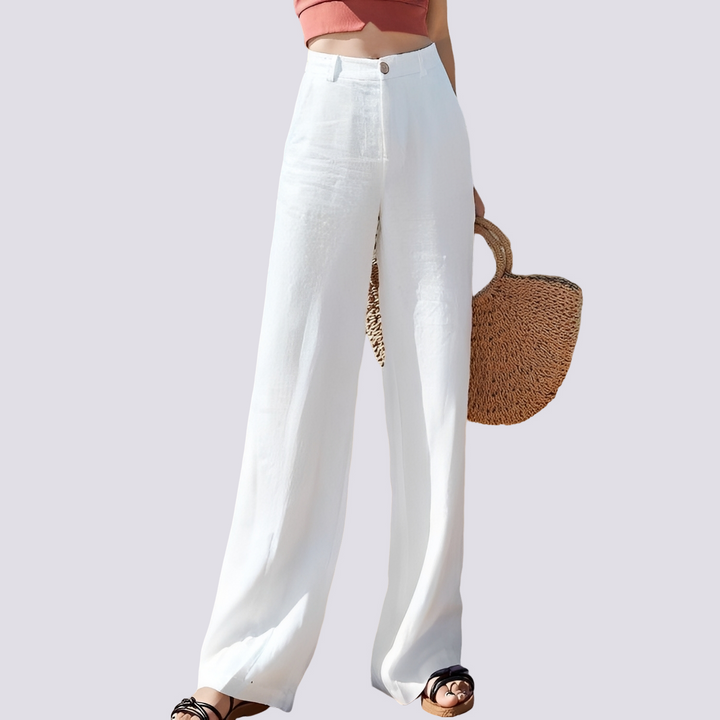Calças femininas soltas de perna larga confortáveis, ideais para o estilo casual e dia a dia. Perfeitas para o verão.