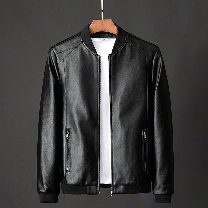 Jaqueta de motociclista masculina elegante com proteção, perfeita para estilo urbano de inverno/outono.