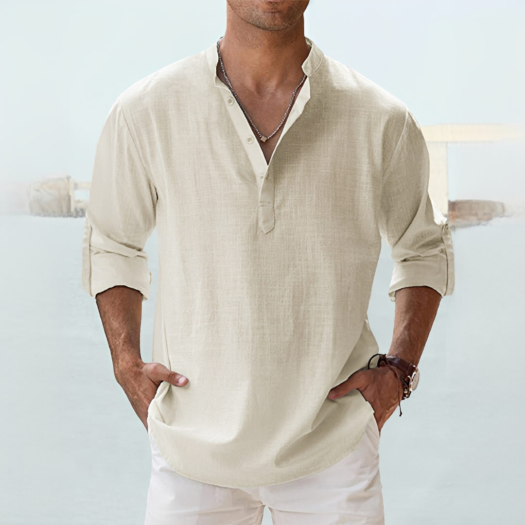 Camisa masculina Terense de verão, moderna e elegante, perfeita para dias quentes e estilo casual.