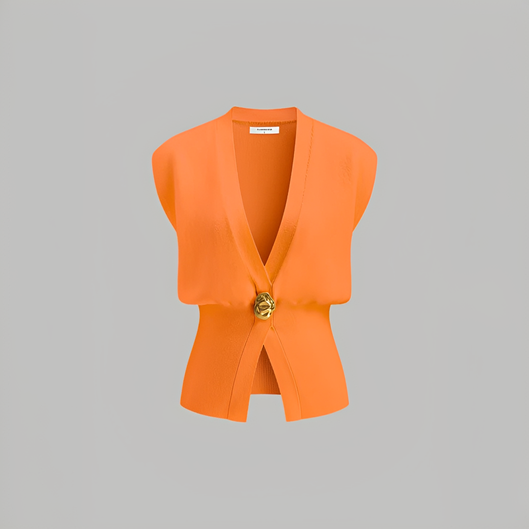 Colete feminino versátil com decote V para um estilo elegante, perfeito para a moda casual e smart casual em todas as estações.