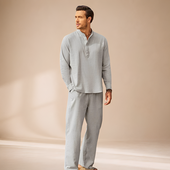 Conjunto casual masculino de manga longa, perfeito para um estilo versátil. Ótimo para outono/primavera.