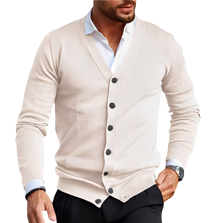 Agasalho masculino Terrell: cardigã de corte moderno para homens. Perfeito para moda outono/inverno.