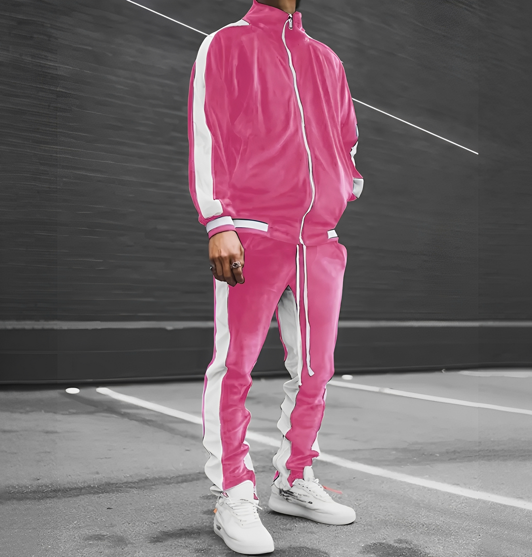 Conjunto masculino leve e respirável, ideal para moda casual e esportiva de verão com estilo.