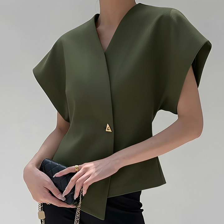Blusa feminina para o dia a dia, decote V, moda casual e elegante. Perfeita para looks versáteis de verão.