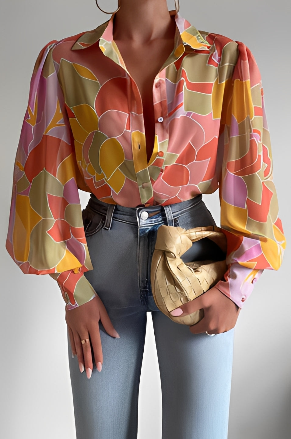 Blusa feminina de verão com mangas bufantes. Conforto e elegância para seu dia a dia. Moda casual chic.
