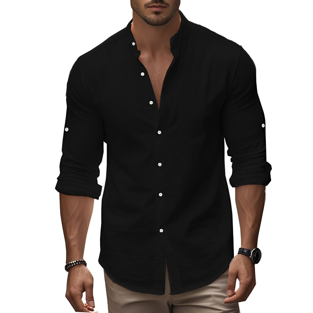 Roupa masculina elegante: camisa slim fit manga comprida para moda casual. Conforto e estilo.