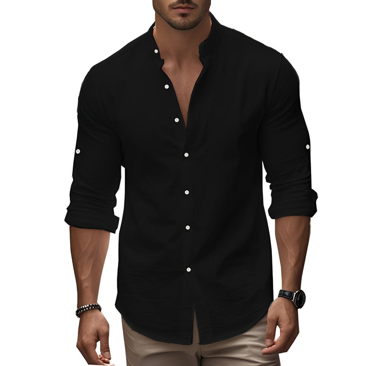 Roupa masculina elegante: camisa slim fit manga comprida para moda casual. Conforto e estilo.