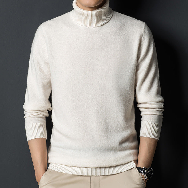 Suéter masculino de gola alta confortável e quente, ideal para o outono e inverno. Toque macio e estilo elegante.