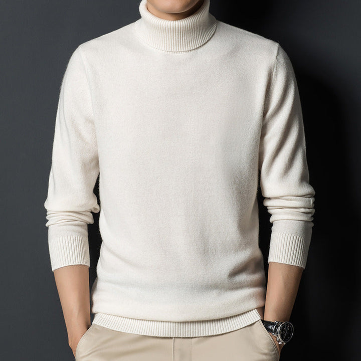 Suéter masculino de gola alta confortável e quente, ideal para o outono e inverno. Toque macio e estilo elegante.